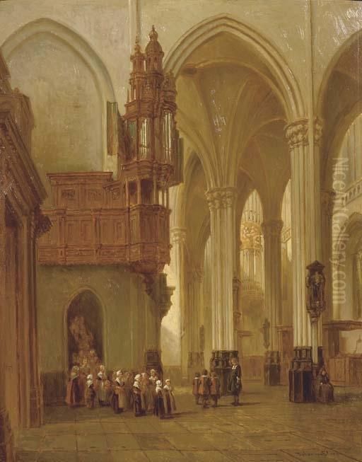 Morning Service Oil Painting by Pierre-Henri-Theodore Tetar van Elven