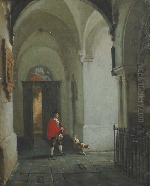 In The Cloister Oil Painting by Pierre-Henri-Theodore Tetar van Elven