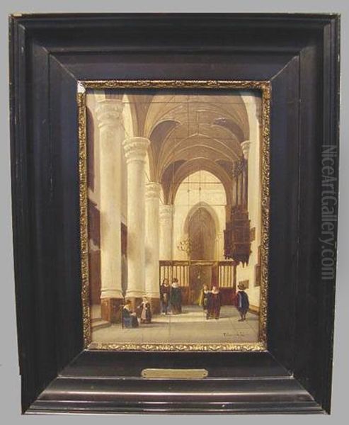 Church Interior Oil Painting by Pierre-Henri-Theodore Tetar van Elven