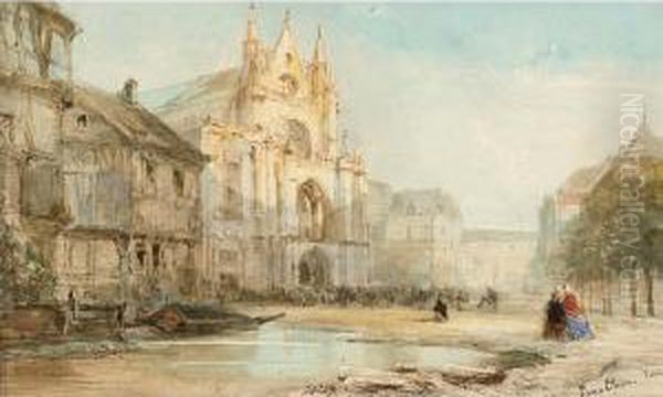 A View Of A Church, Paris Oil Painting by Pierre-Henri-Theodore Tetar van Elven