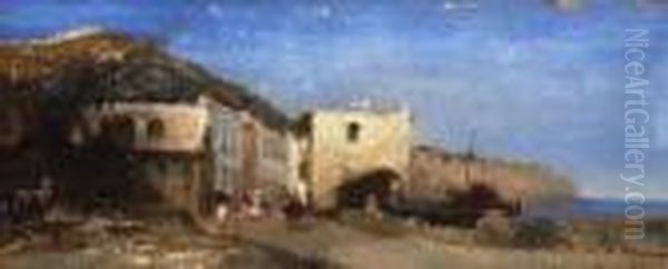 Sudliches
 Fischerstadtchen. Oil Painting by Pierre-Henri-Theodore Tetar van Elven