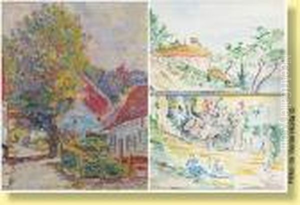 Potager.
 Signee: P. Thevenet Oil Painting by Pierre Thevenet