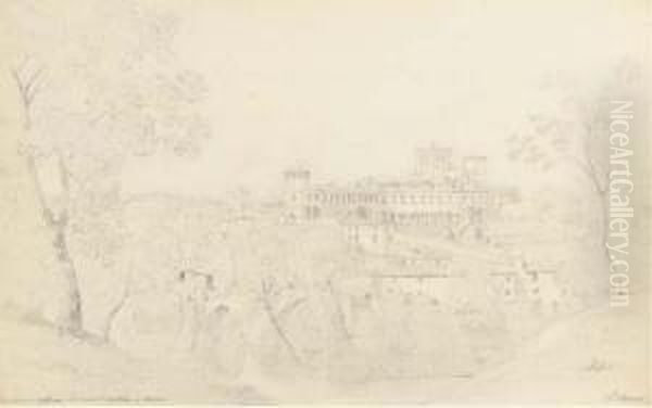 Vue De Clisson Avec Le Musee 
Cacault Dans Le Fond; Et Vue Declisson Avec Le Pont Saint Antoine Et La 
Maison Valentin Oil Painting by Claude I Thienon