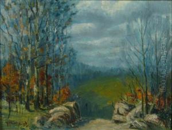 Landscape With Dirt Road, 
Needscleaned Oil Painting by Thomas, of Pall Mall Butler