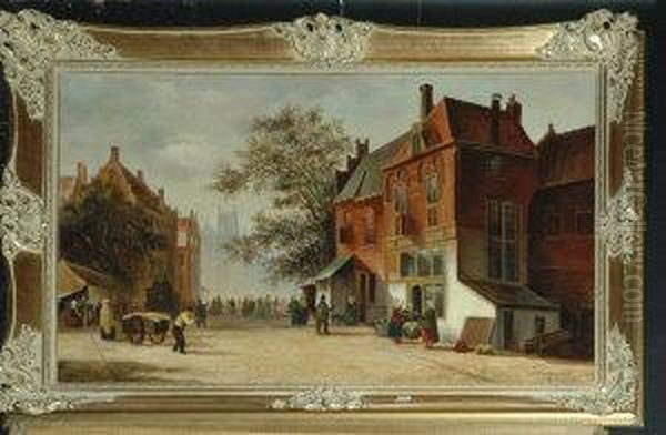 Dutch Town Oil Painting by Thomas, of Pall Mall Butler