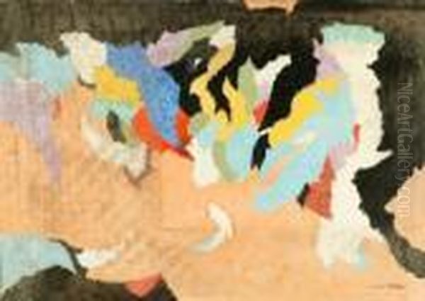 Abstract. Oil On Canvas.unframed. Signed L.r., ''cyrus Thomas''. 3'' X 42'' Oil Painting by Thomas, of Pall Mall Butler