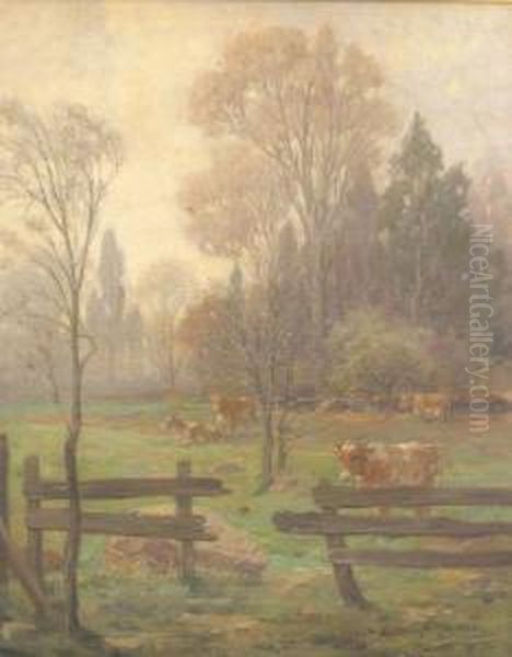 Cows At The Edge Of Field Oil Painting by Thomas, of Pall Mall Butler