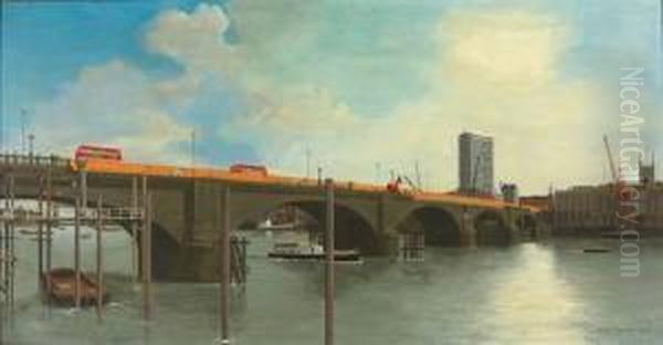 The Dismantling Of London Bridge, 1968 Oil Painting by Thomas, of Pall Mall Butler