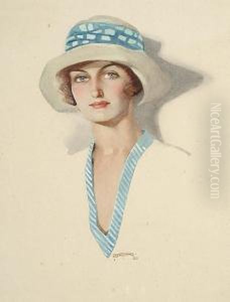 Portrait Of An Elegant Lady Oil Painting by Thomas, of Pall Mall Butler