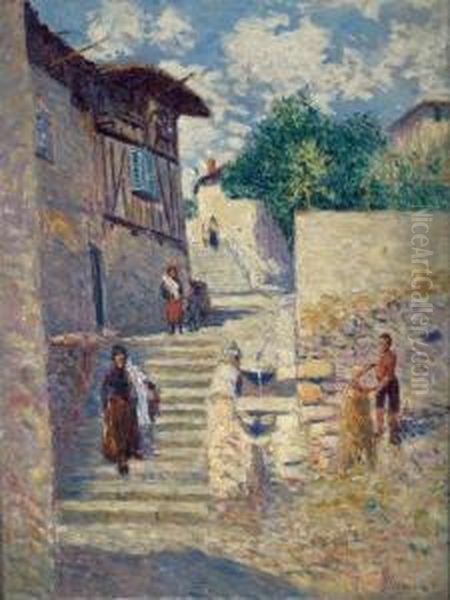 L'arrivee Des Lavandieres Oil Painting by Paul Thomas