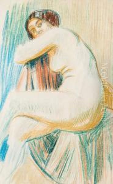 Naked Woman Oil Painting by Verner Thome