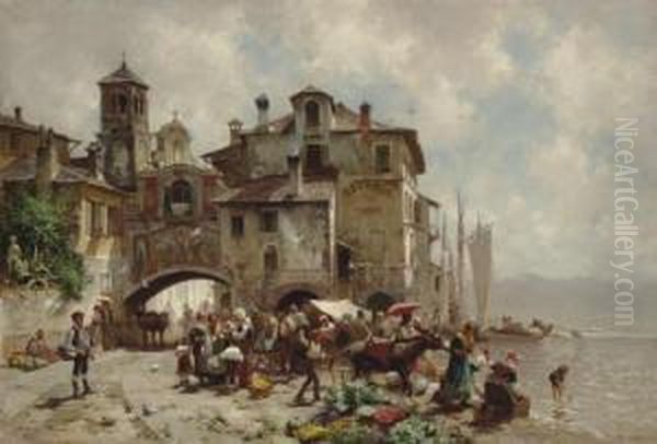 Lake Maggiore, Italy Oil Painting by Alfred Wordsworth Thompson