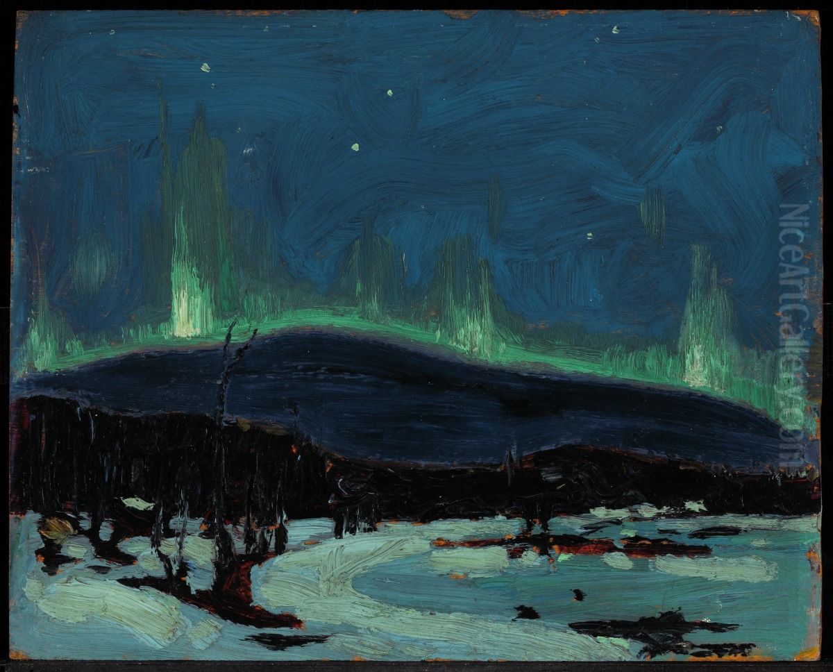 Northern Lights Oil Painting by Tom Thomson