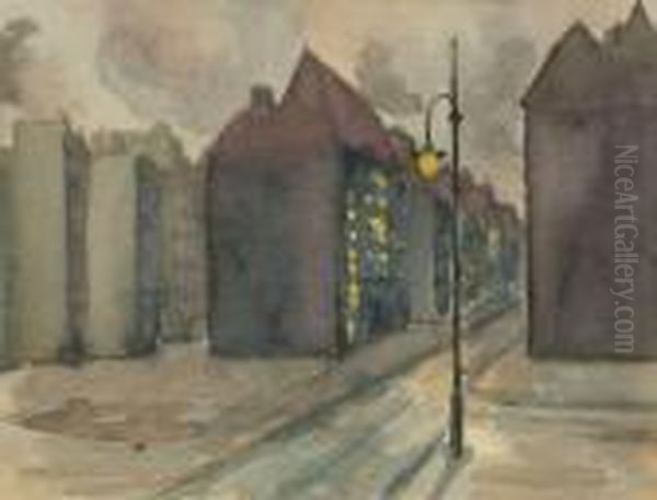 Nachtliche Strasenszene Oil Painting by Wilhelm Thony