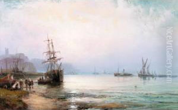 Shipping Off Scarborough Oil Painting by Hubert Thornley