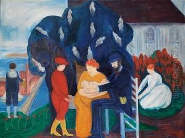 Tre Generasjoner 1937 Oil Painting by Rudolph Thygesen