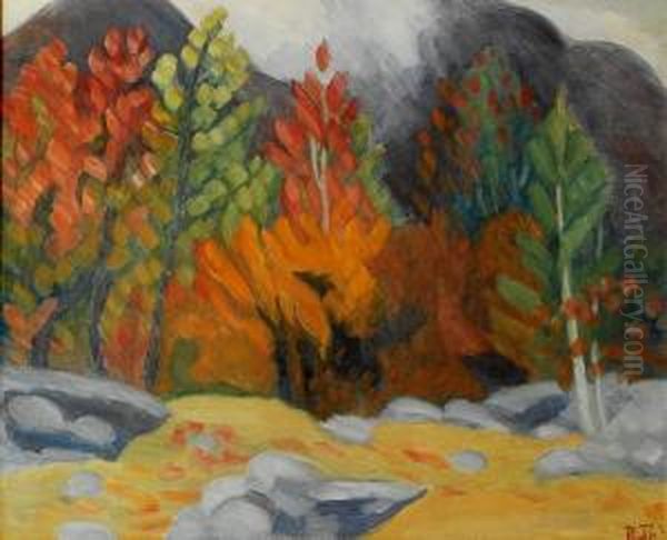 Hostlandskap 1945 1945 Oil Painting by Rudolph Thygesen