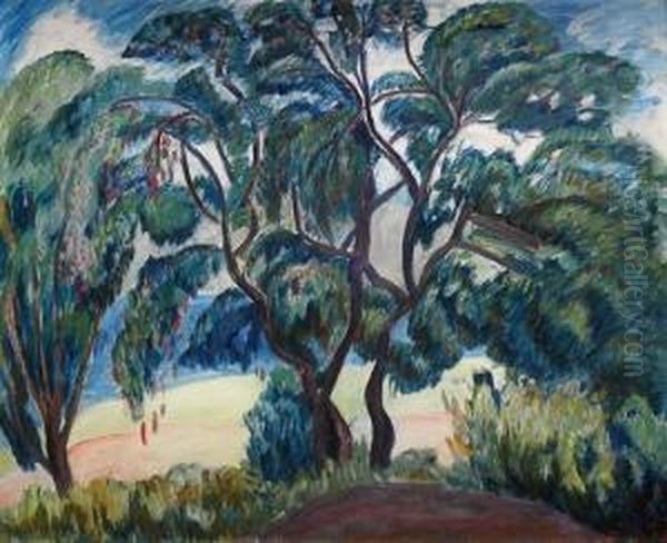 Traer Og Akre 1930 1930 Oil Painting by Rudolph Thygesen