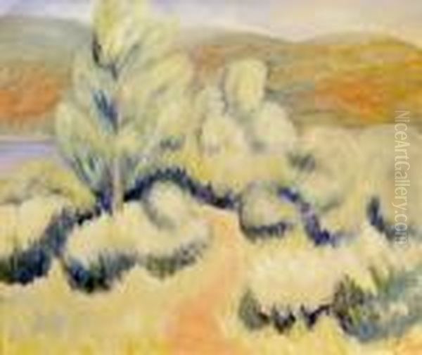 Landskap Med Sti 1941 1941 Oil Painting by Rudolph Thygesen