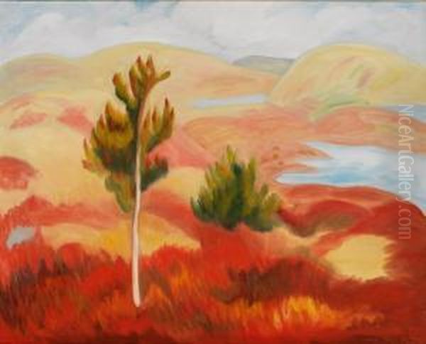 Landskap I Rodt 1937 Oil Painting by Rudolph Thygesen