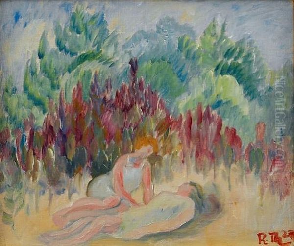 Kvinner I Landskap 1923 1923 Oil Painting by Rudolph Thygesen