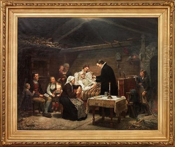 Sognebud 1863 Oil Painting by Adolphe Tidemand