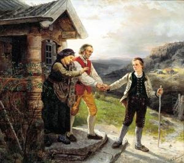Den Yngste Sonns Avskjed 1867 1867 Oil Painting by Adolphe Tidemand