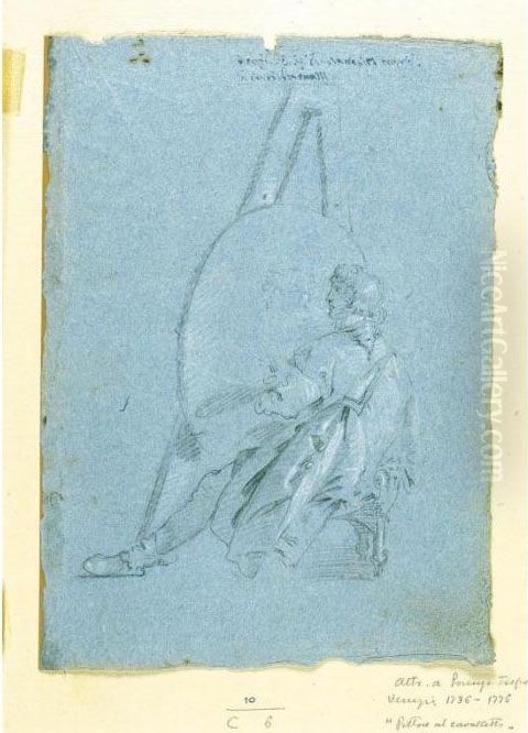 Ritratto Di Pittore Al Cavalletto Oil Painting by Lorenzo Tiepolo