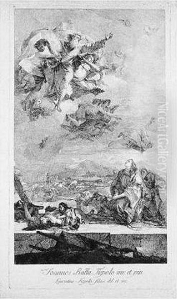 St Thecla Imploring God To End The Plague In Este (de Vesme 3; Rizzi 224) Oil Painting by Lorenzo Tiepolo