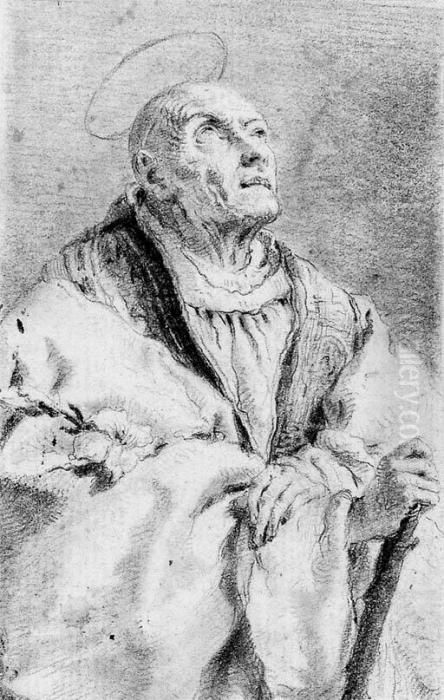 Saint Pietro Orseolo Holding A Lily And A Staff Oil Painting by Lorenzo Tiepolo