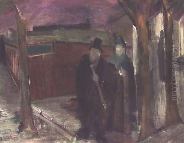 Dawn on the Outskirts of Town Morning 1931 Oil Painting by Istvan Farkas