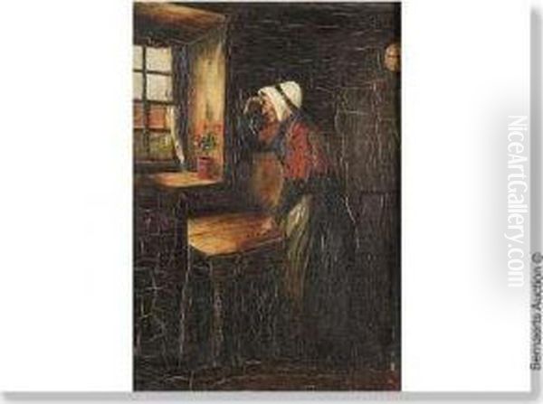 Femme Dans La Fenetre. Oil Painting by Henri Timmermans