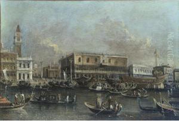 Venice, A View Of The Molo With 
The Departure Of The Bucintoro On The Feast Of Ascension Day Oil Painting by Francesco Tironi