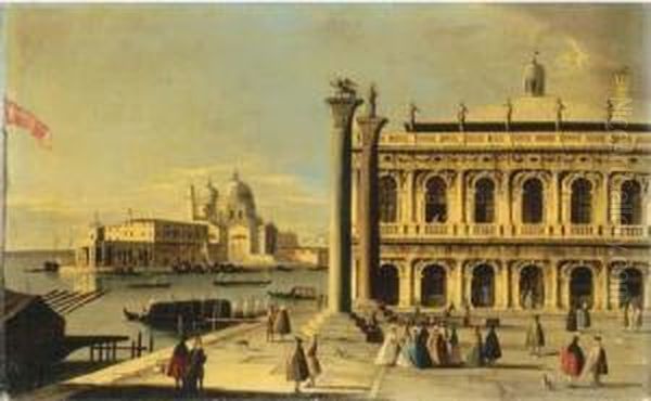 The Piazzetta, Venice, With The 
Libreria, The Entrance To The Grandcanal With The Dogana And Santa Maria
 Della Salute Oil Painting by Francesco Tironi