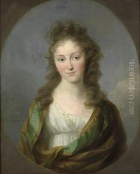 Bildnis Einer Jungen Frau Im Empirekleid Oil Painting by Johann Friedrich August Tischbein
