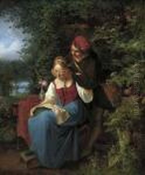 The Mystery Suitor Oil Painting by Johann Friedrich August Tischbein