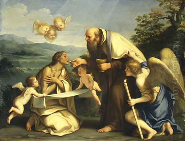 The Last Communion of Saint Mary of Egypt 1680 Oil Painting by Marcantonio Franceschini)