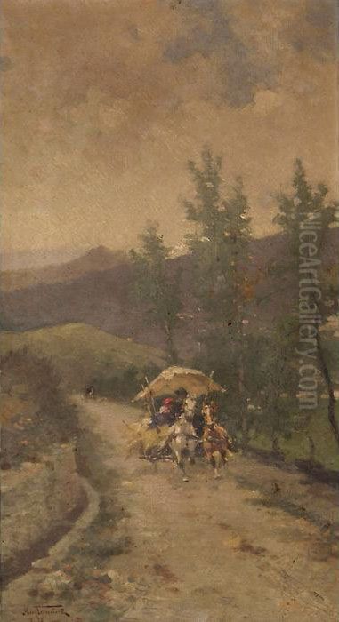 L'arrivo Delle Carrozze Oil Painting by Alfredo Tominz