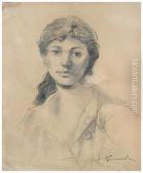 Senza Titolo Oil Painting by Angiolo Tommasi