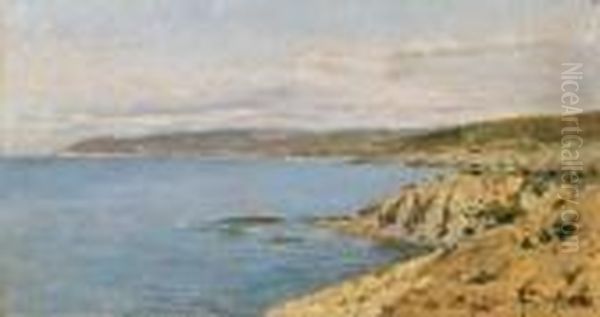 Veduta Della Costa Livornese Oil Painting by Angiolo Tommasi