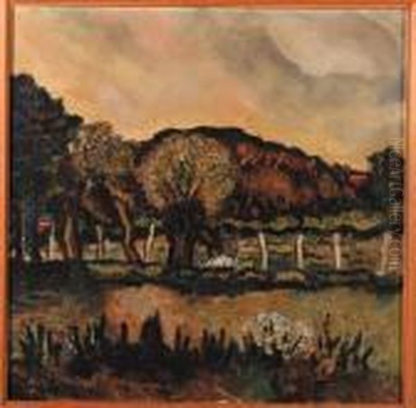 A Farmer In A Field, Bergen Oil Painting by Charley Toorop