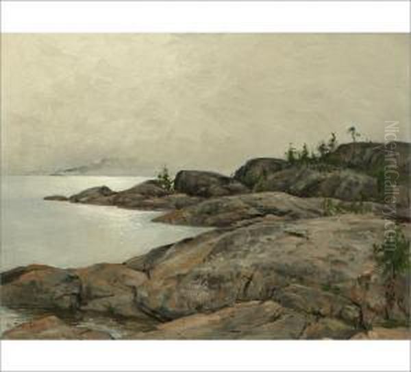 Cliffs Oil Painting by Woldemar Toppelius