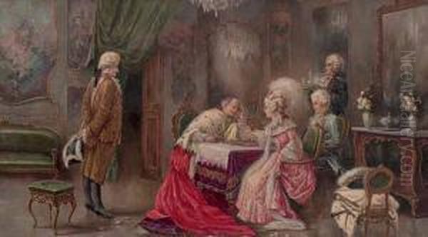 Partita A Scacchi Oil Painting by Sinibaldo Tordi