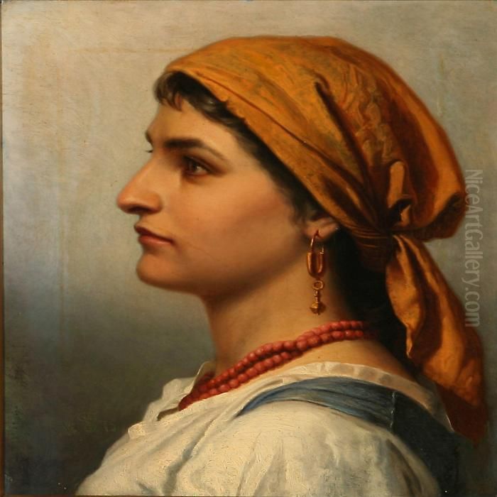 Portrait Of An Italian Woman Oil Painting by Wenzel Ulrik Tornoe