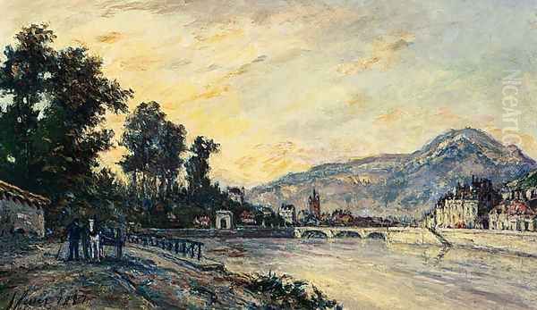 A Town By A River Oil Painting by Josephine Fesser