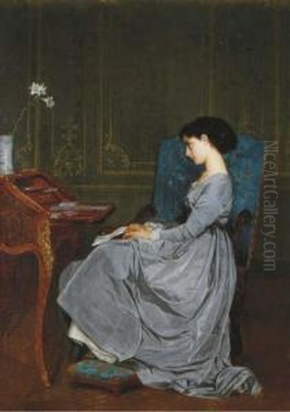 Contemplation Oil Painting by Toulmouche Auguste
