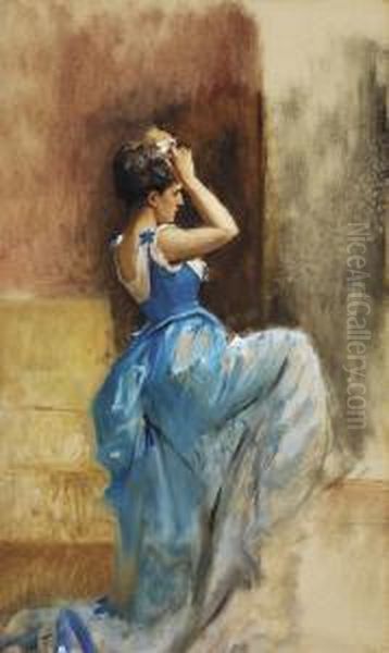 La Preparation (etude) Oil Painting by Toulmouche Auguste