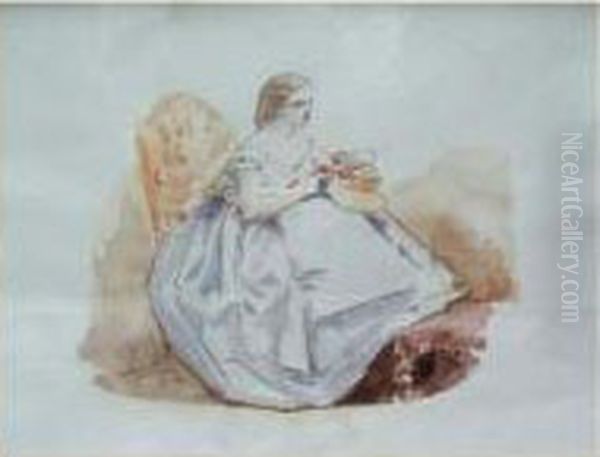 Jeune Femme Au Chapeau Oil Painting by Toulmouche Auguste