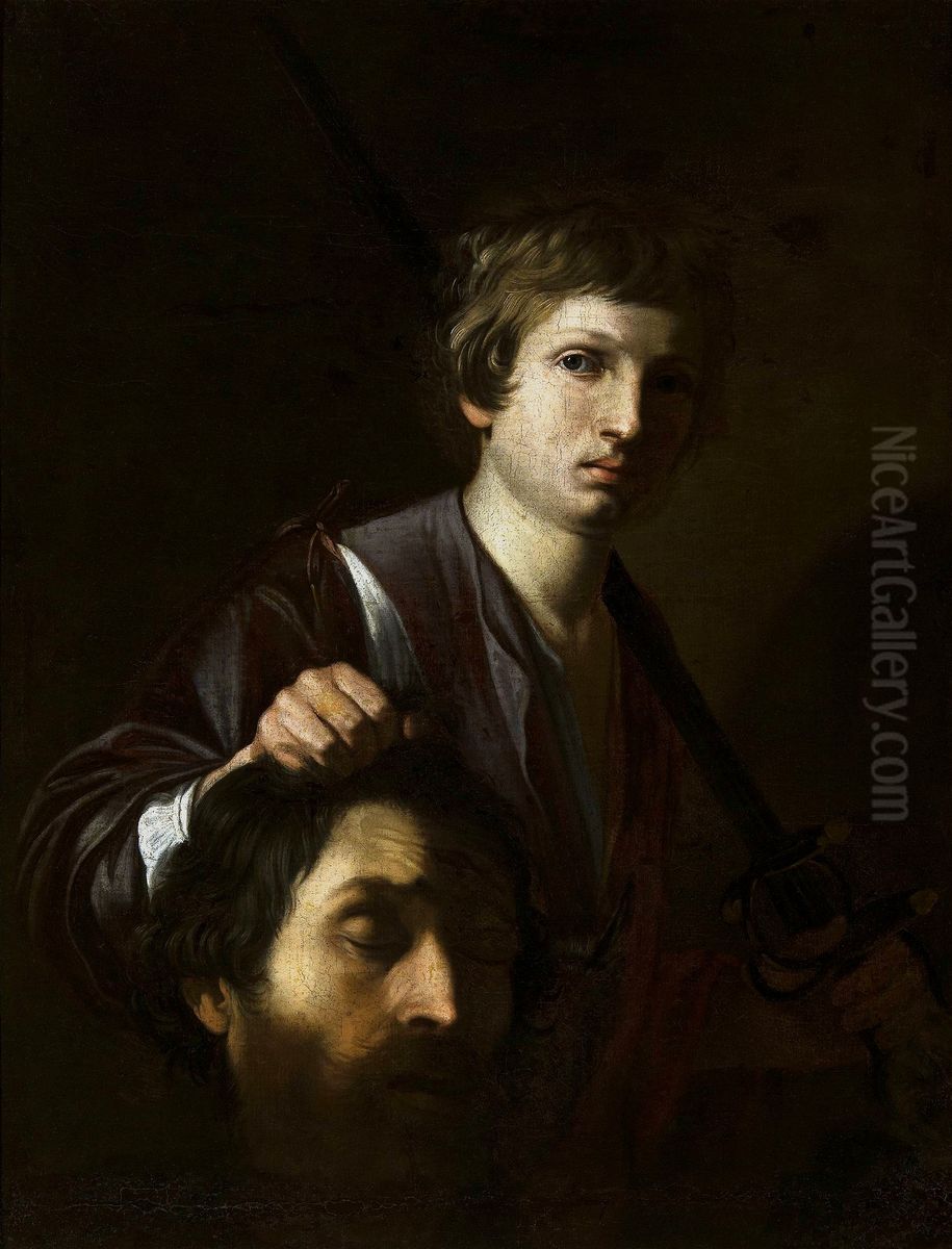 David With The Head Of Goliath Oil Painting by Nicolas Tournier