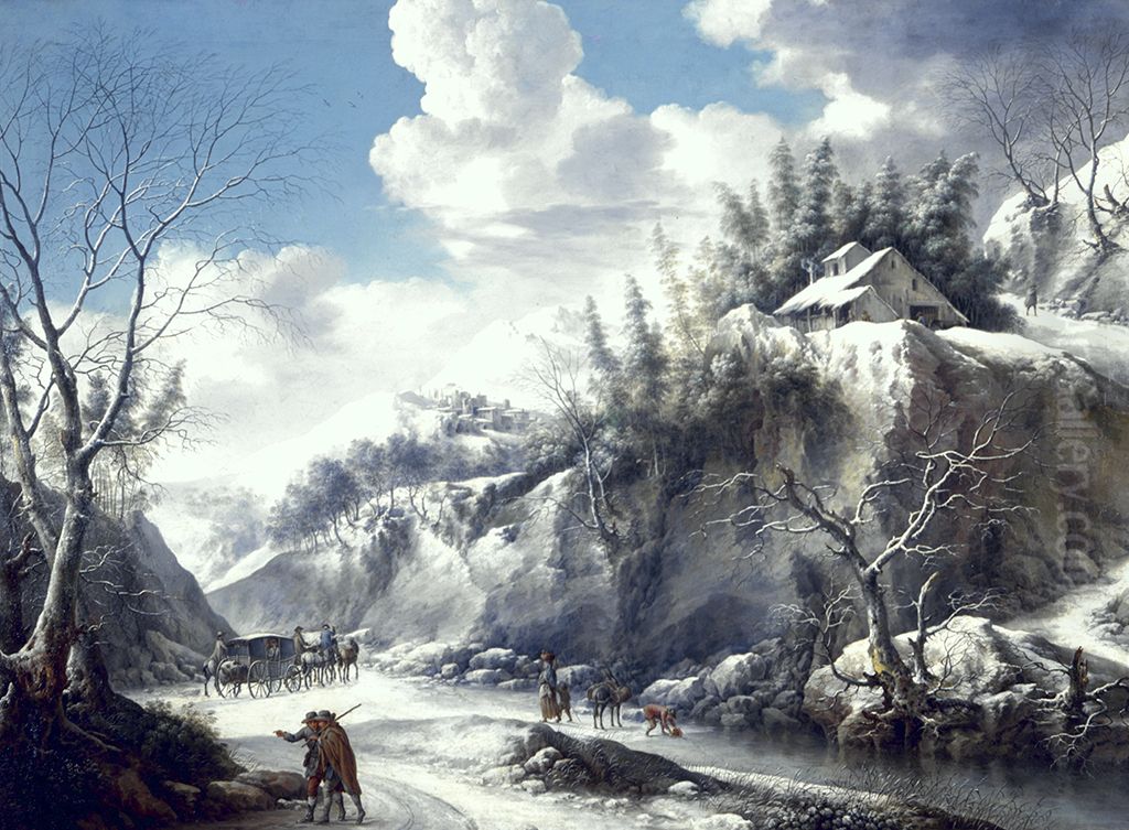 Winter landscape Oil Painting by Francesco Foschi